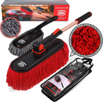 Ride Kings Car Duster Kit front view showing the extendable handle and red cotton mop head.