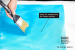Liquitex fluorescent pink acrylic paint squeezed on artist palette
