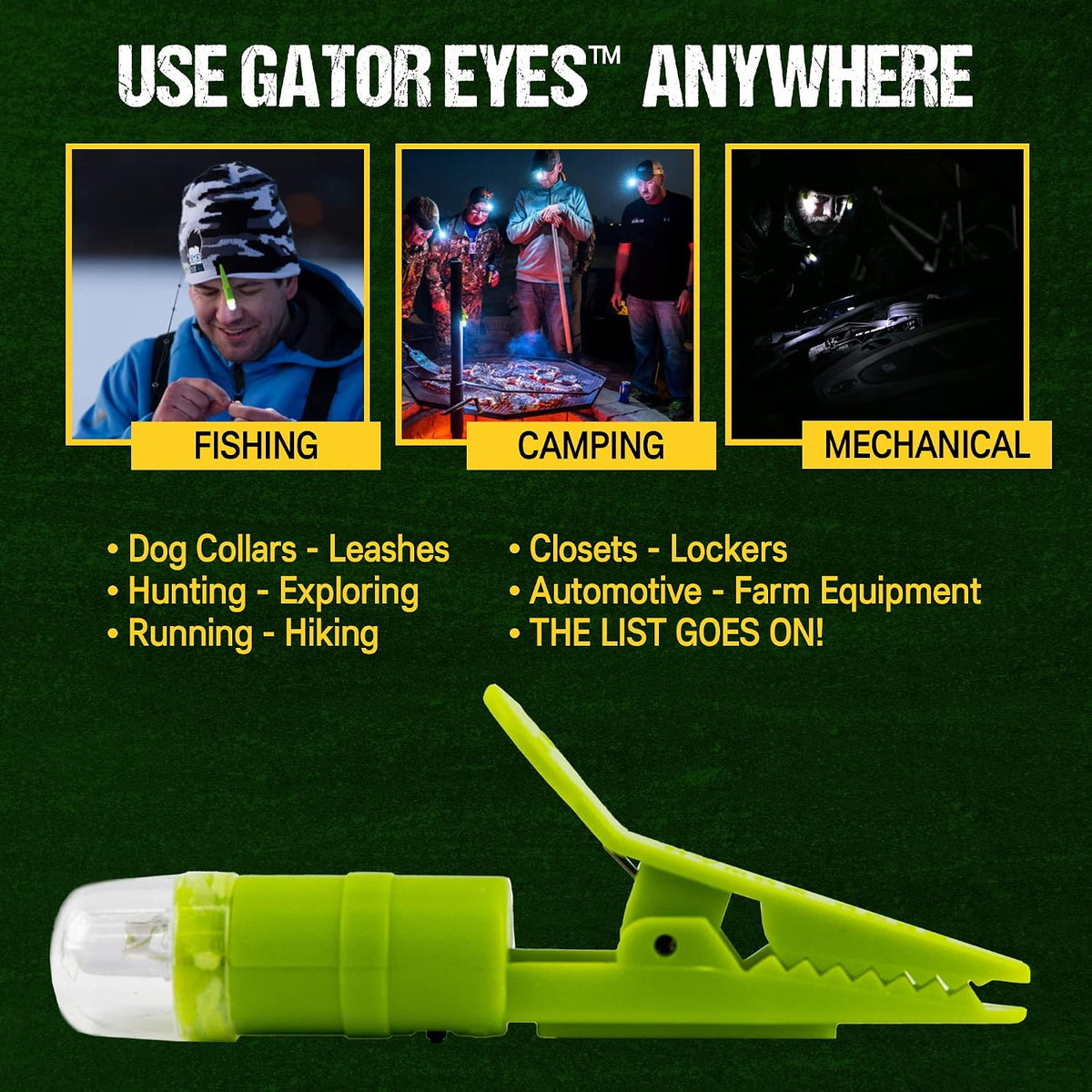 Gator Eyes 5-pack lights displayed in green color