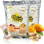 A single unwrapped sweet and spicy Fusion Select ginger chew highlighting its soft texture.