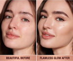 Charlotte Tilbury multi-use illuminating primer liquid swatch on neutral background.