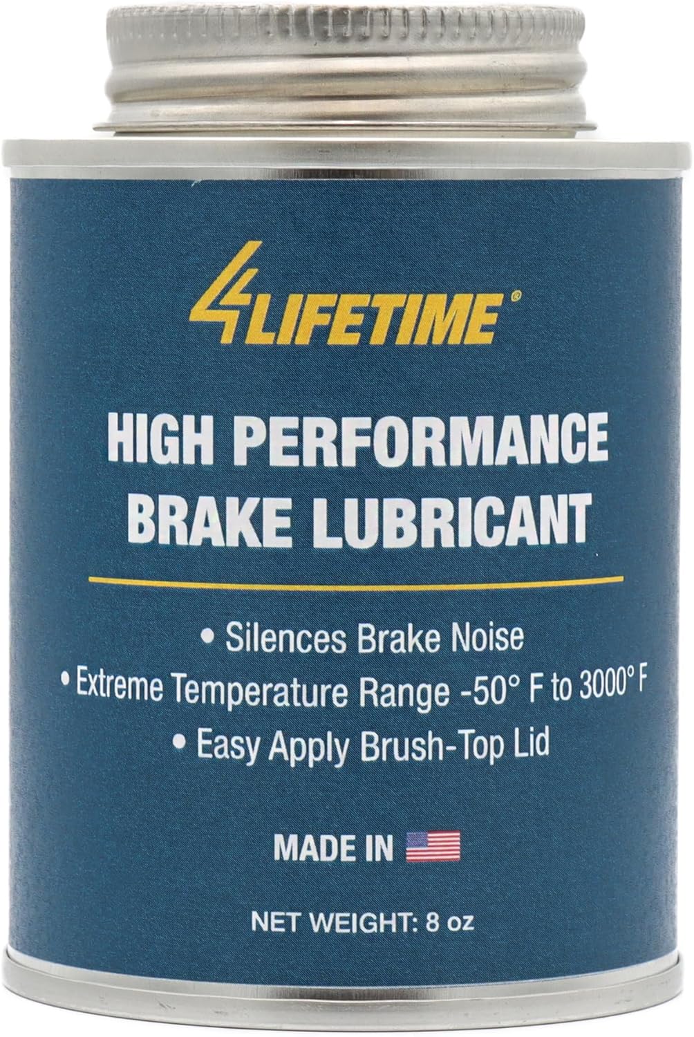 4LifetimeLines High Temp Ceramic Brake Lubricant 8 Fluid Ounce brush top can for automotive maintenance.