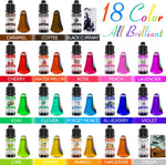 Epoxy Resin Pigment - 18 Color Liquid UV Resin Dye for Coloring, DIY Art Jewelry Making - Concentrated Colorant for Paint, Crafts - 0.35 oz/10ml Each - Image 2
