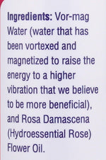 Heritage Store rosewater mist bottle shown with ingredients list