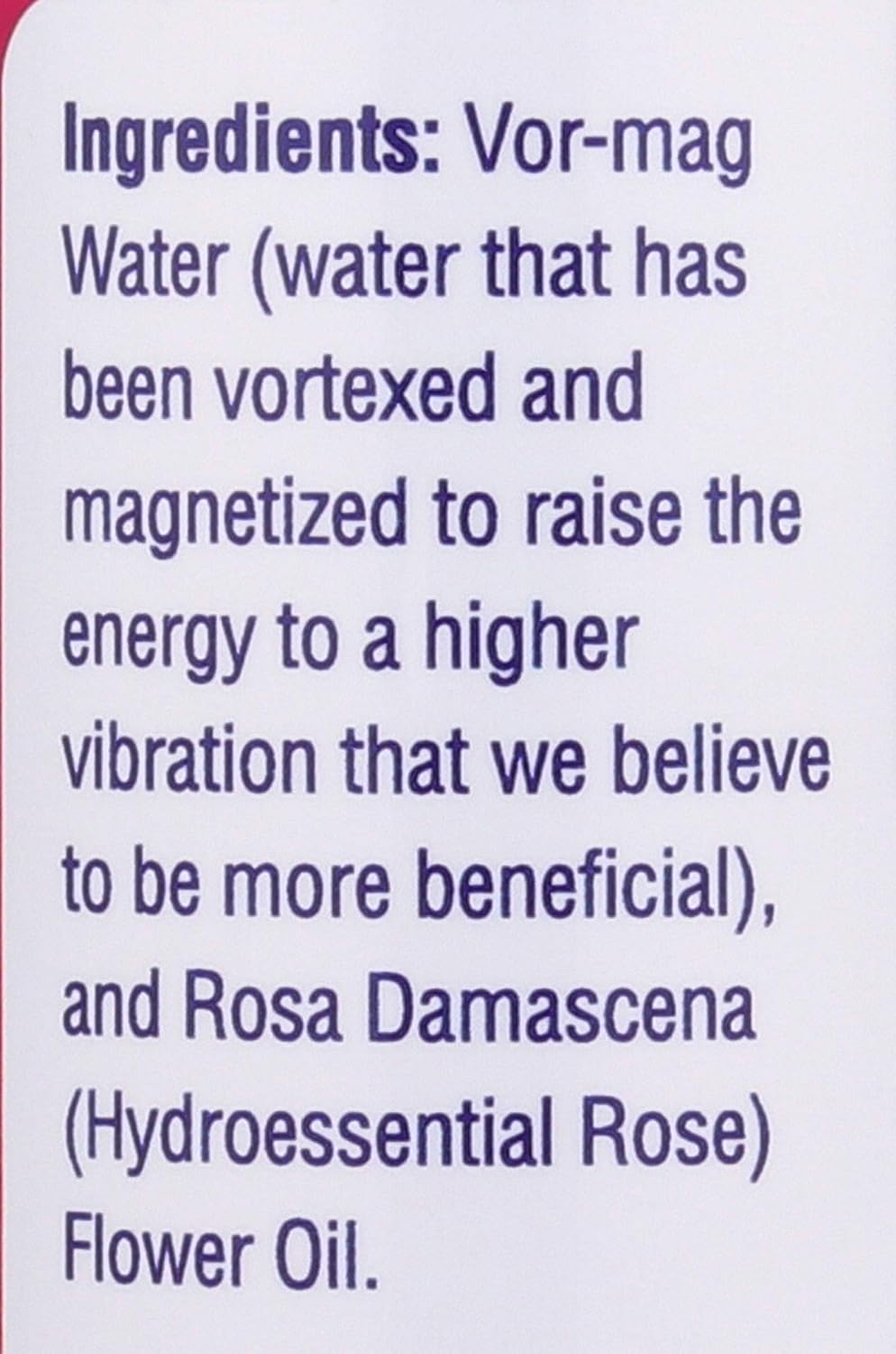 Heritage Store rosewater mist bottle shown with ingredients list