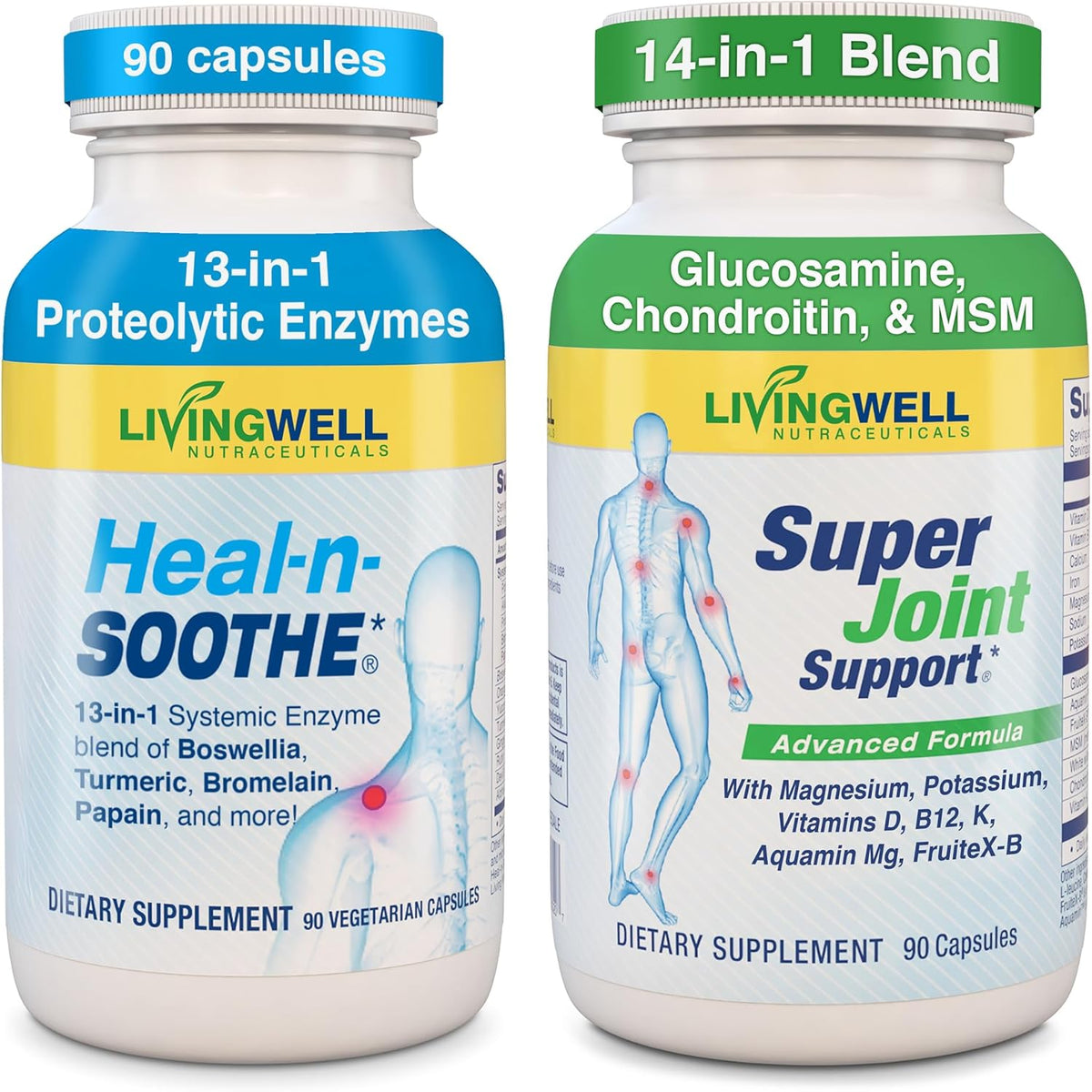 Heal-N-Soothe and Super Joint Support Bundle bottles front view for joint health.