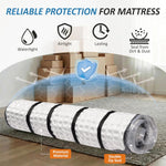 Four adjustable binding straps securing a rolled mattress