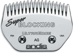 Andis 64330 medium blending blade angled view emphasizing the rust resistant chrome finish