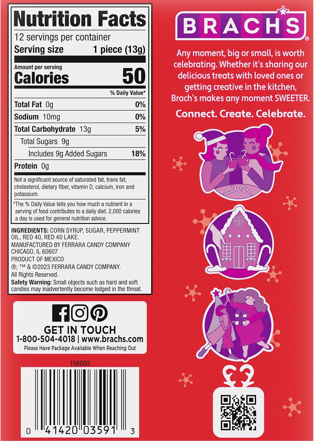 Red and white striped classic candy canes individually wrapped for holiday snacking