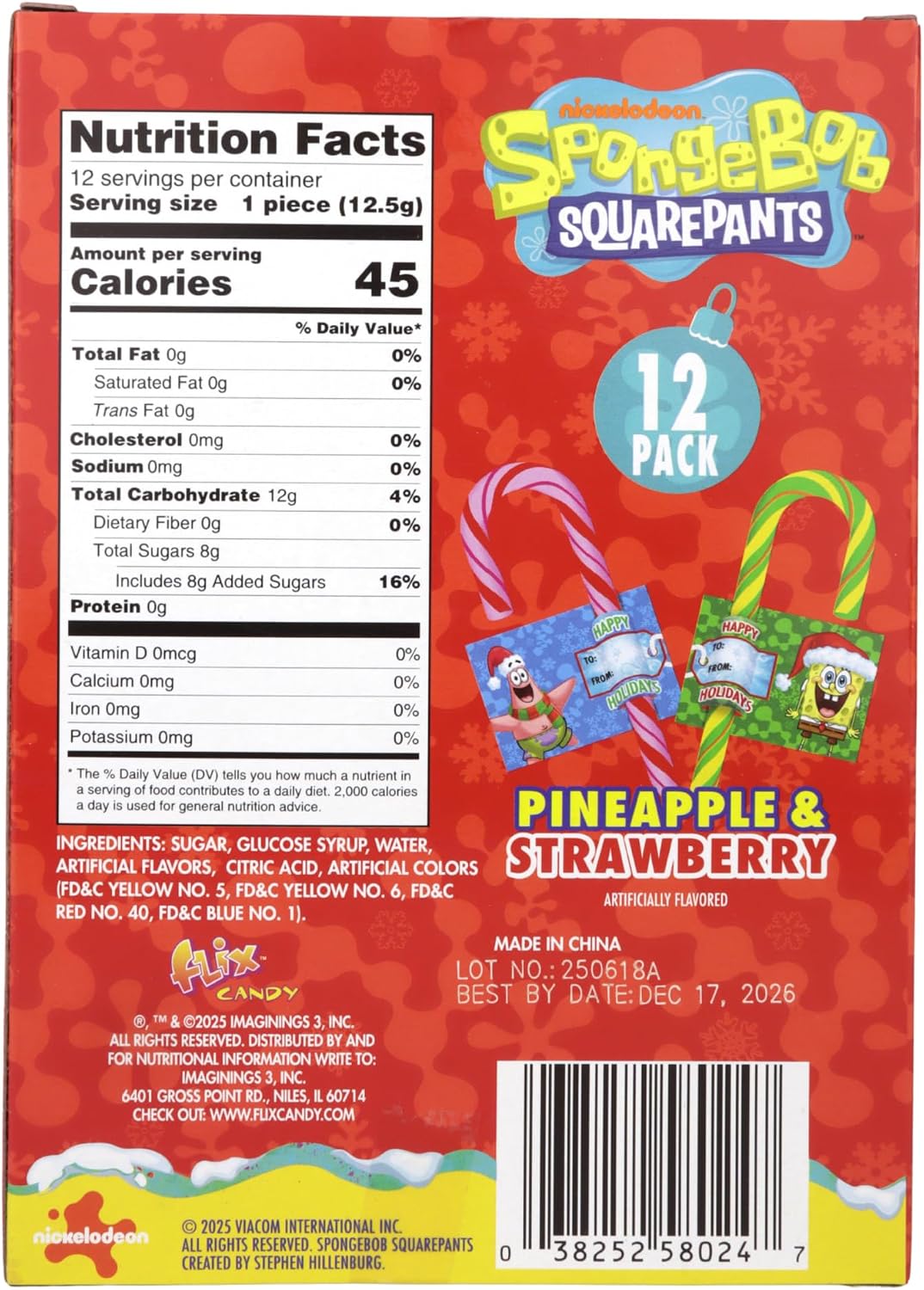 Pineapple and strawberry flavored holiday candy canes individually wrapped for freshness.