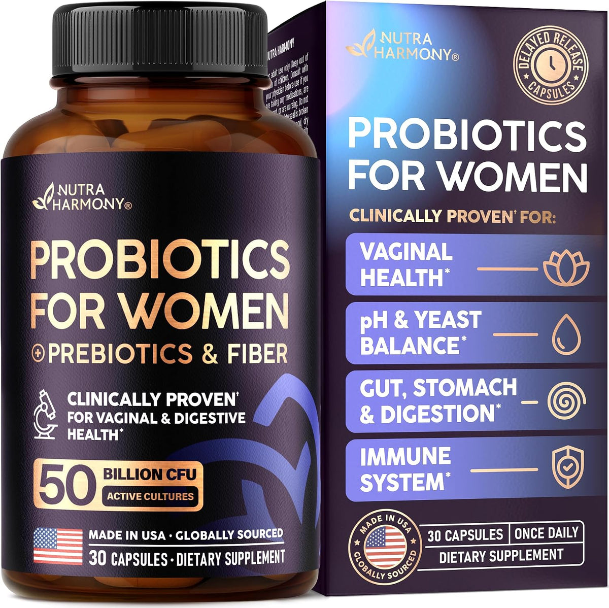 Nutraharmony Probiotics for Women front view bottle packaging