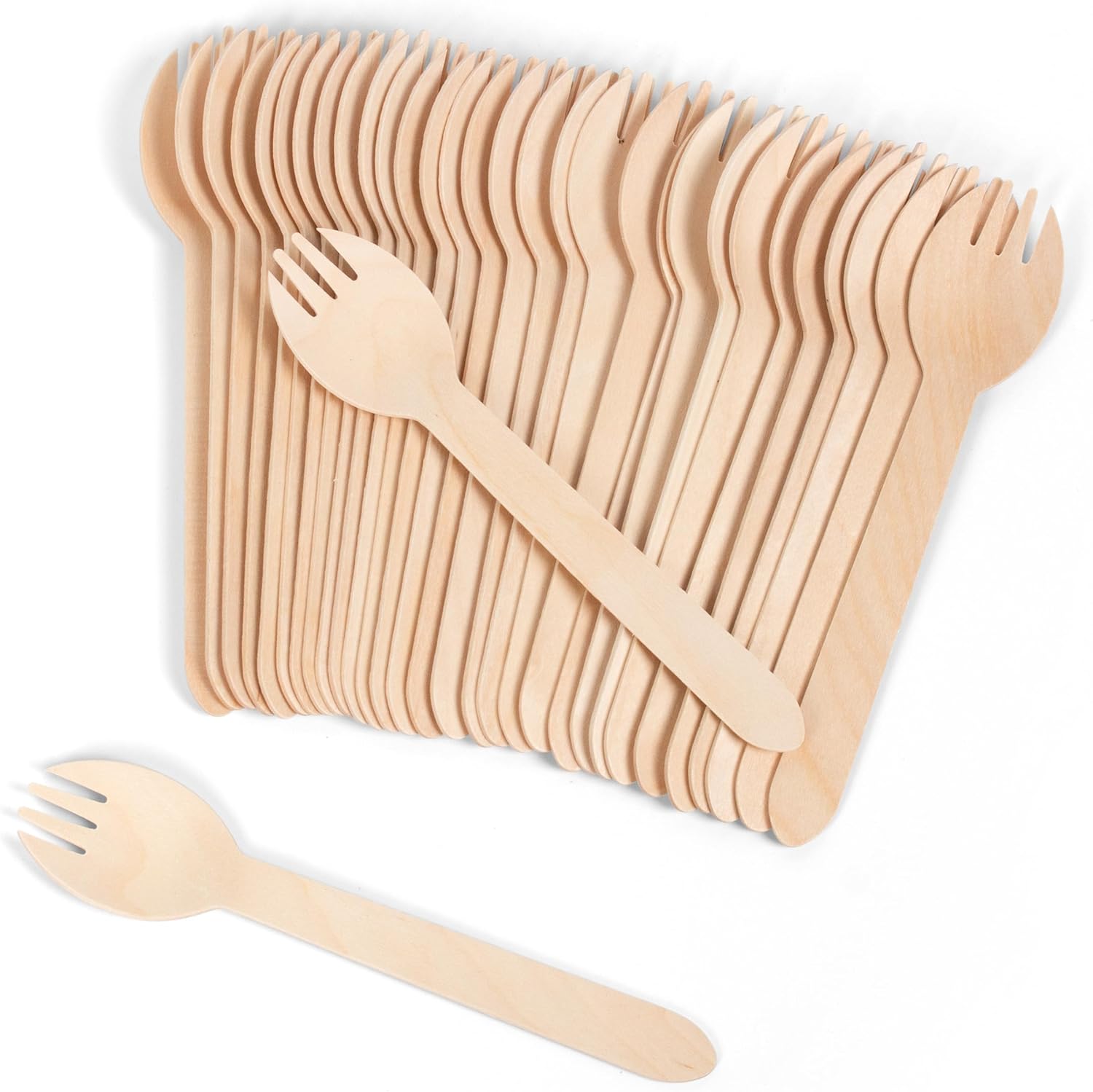 ANTETOK disposable wood cutlery sporks 100 pack front view packaging
