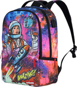 School Backpack with USB Charging Port for Teenagers, Water Resistant Designer Daypack with Laptop Compartment for 15.6 Inch Laptop, Hacker - Image 11