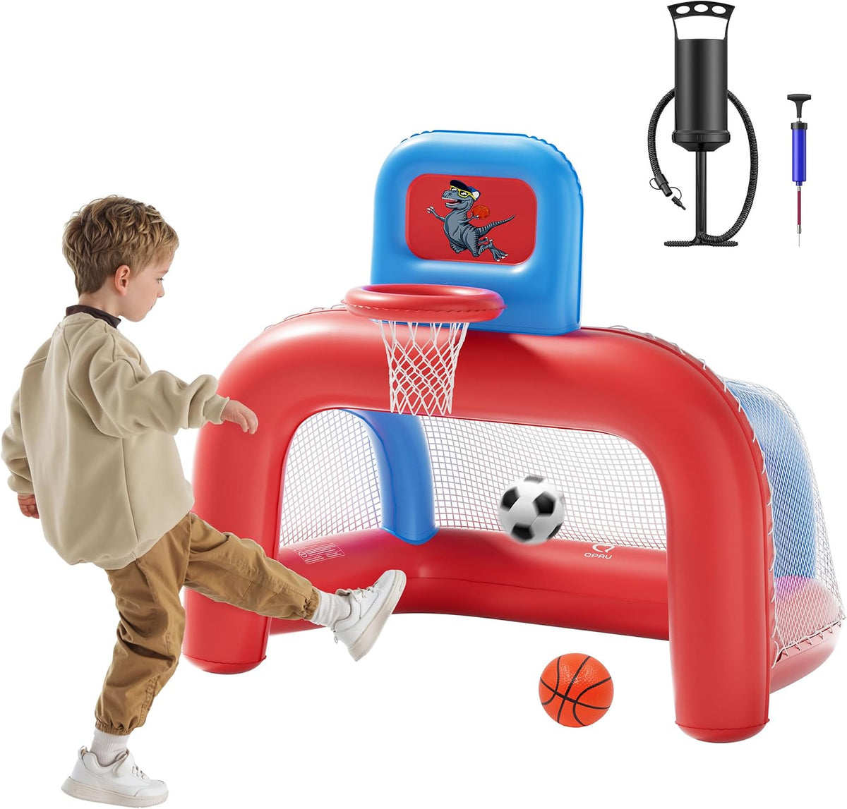 QPAU 2-in-1 inflatable sports center front view