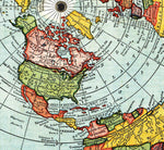 Close-up of the azimuthal equidistant projection details on the map
