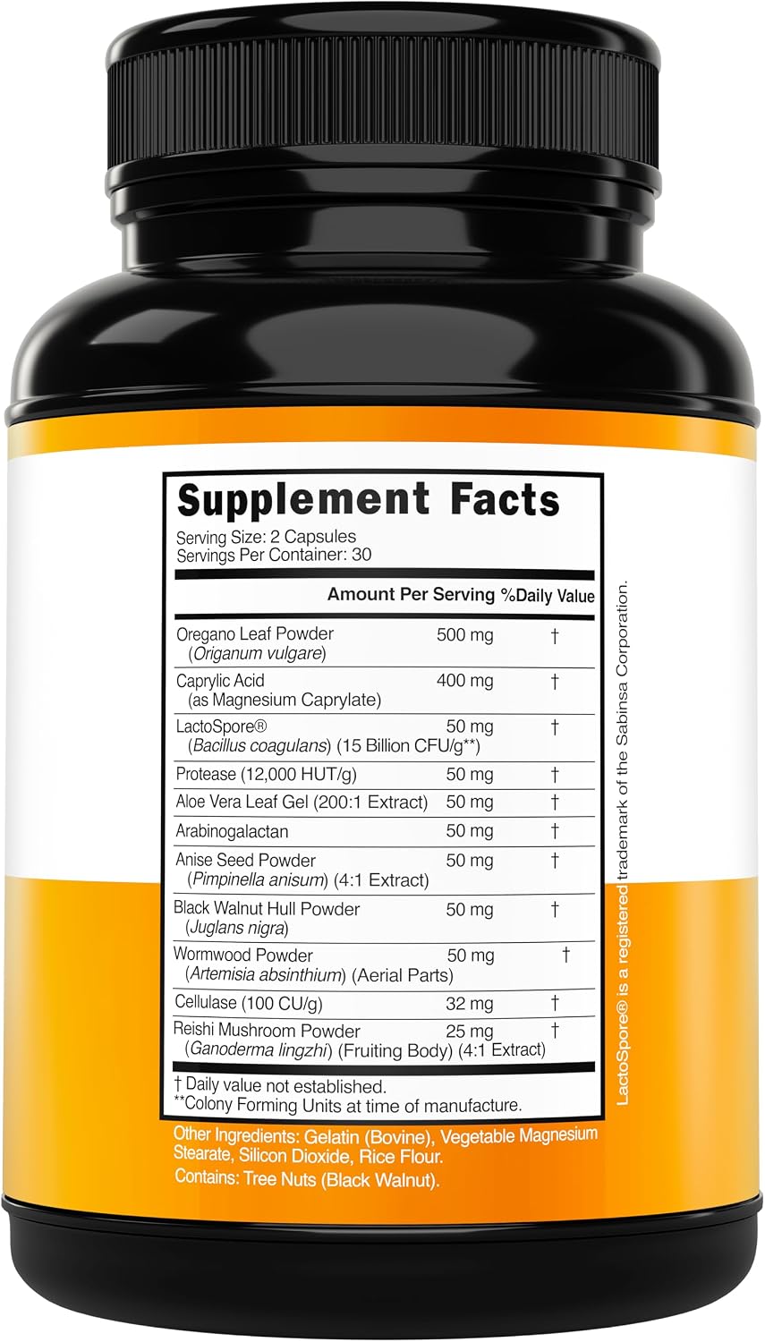 Dorado Nutrition Candida Cleanse supplement bottle label details