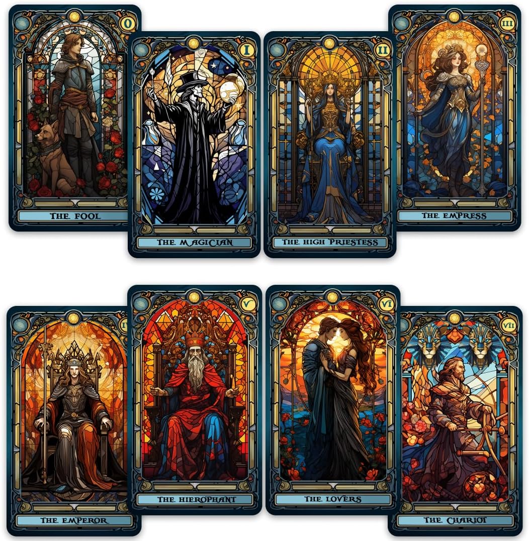 Crafterian Stained Glass Tarot Cards front view with artistic box