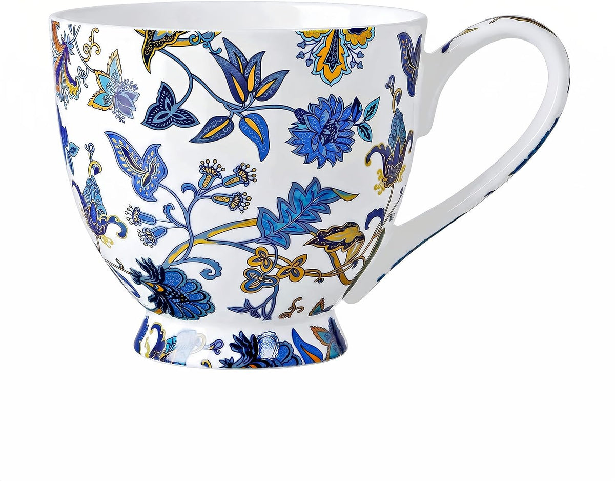 16 oz Bone China Coffee Mug, Elegant Floral Coffee Tea Cup for Hot Drinks | Lightweight bone china, Vivid floral decor, Microwave dishwasher safe, 16oz capacity, Fits coffee tea daily hot beverages - Image 12