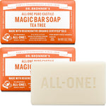 Dr. Bronner's Pure-Castile Magic Bar Soap Tea Tree front packaging view for organic skincare