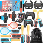 Larstylee NinABXY Nintendo Switch sports accessories bundle front view showing tennis rackets and golf clubs.