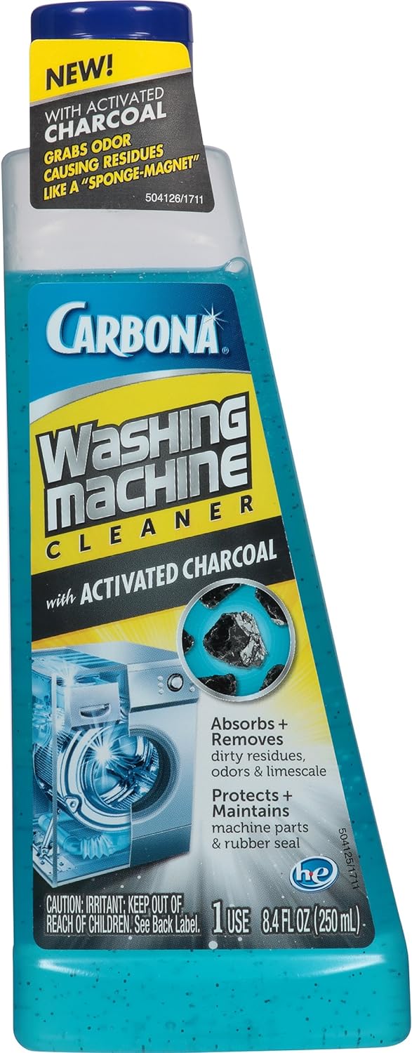 Carbona Washing Machine Cleaner with Activated Charcoal | Removes Odor-Causing Residues | Works in Standard & High Efficiency Washing Machines | 8.4 FL Oz, 1 Pack - Image 1