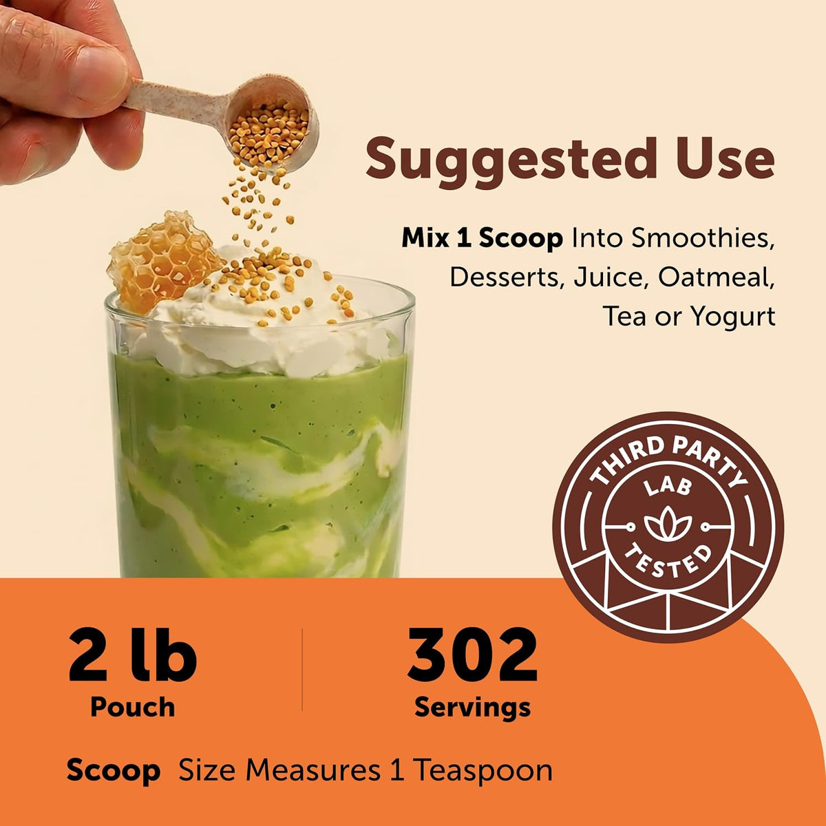 Micro Ingredients bee pollen granules texture and close up view