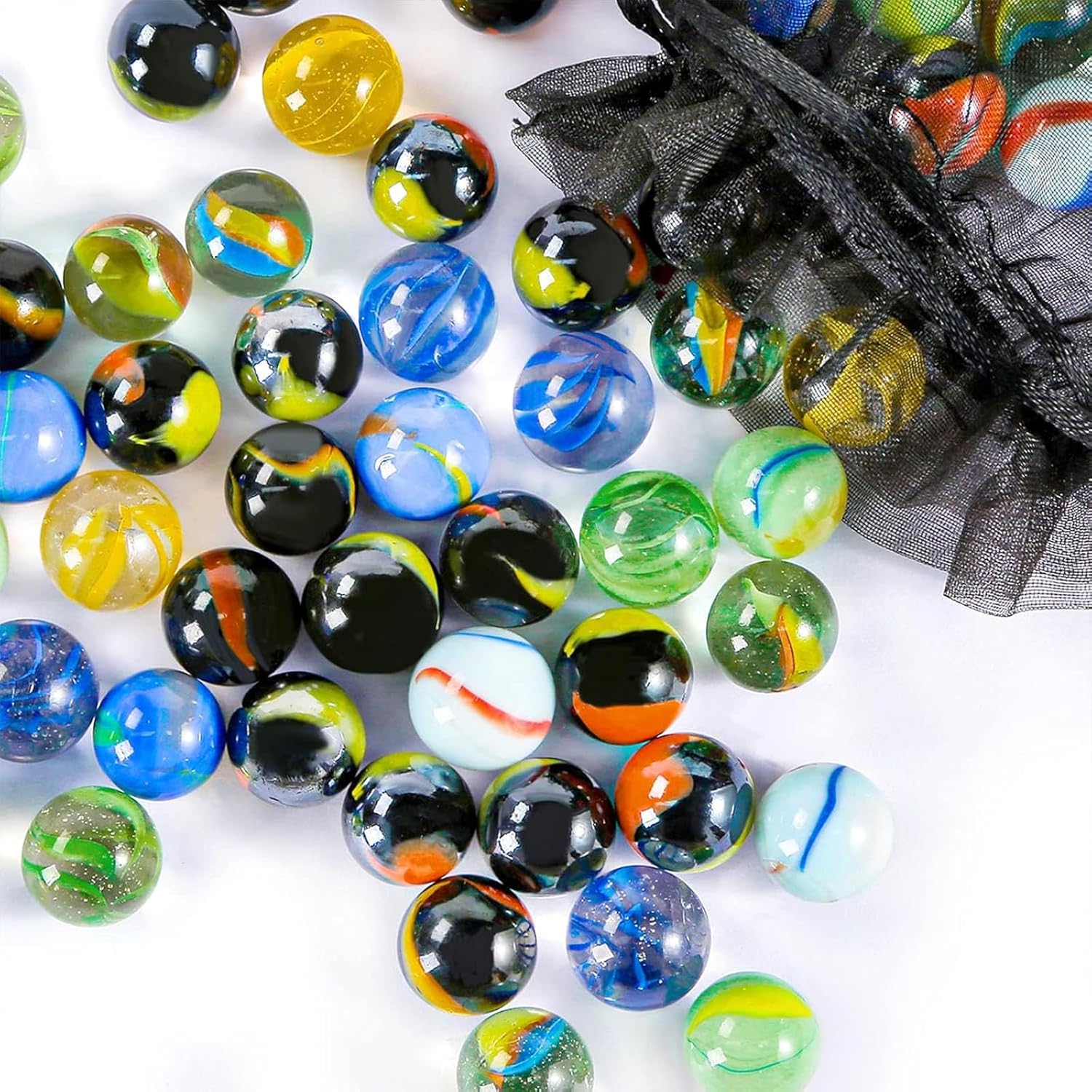 POPLAY colorful glass marbles front view premium playing kanche pack