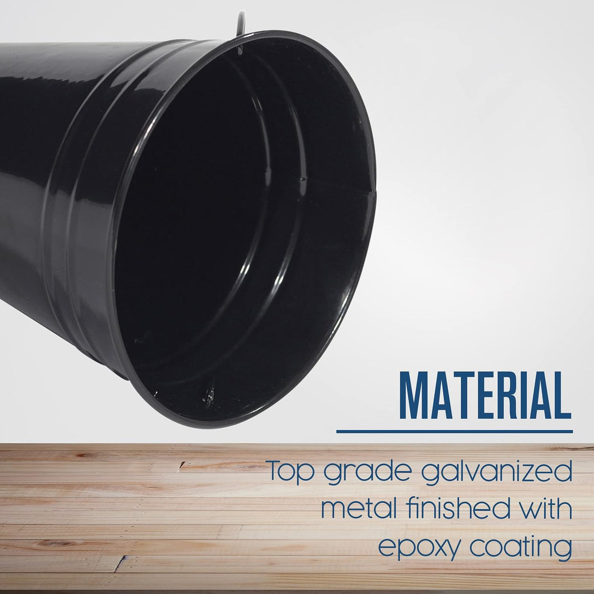 Houseables black bucket closeup highlighting matte finish