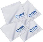 Crizal Eyeglass Cleaning Cloths 4 Pack front view showing blue logo packaging