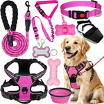 No Pull Dog Harness Adjustable Collar & Leash Set - Dog Halter Harnesses Collapsible Bowls & Poop Bag Dispenser Muzzle ID Tags Toys Fits Small Medium Large Dogs (Pink-M) - Image 13