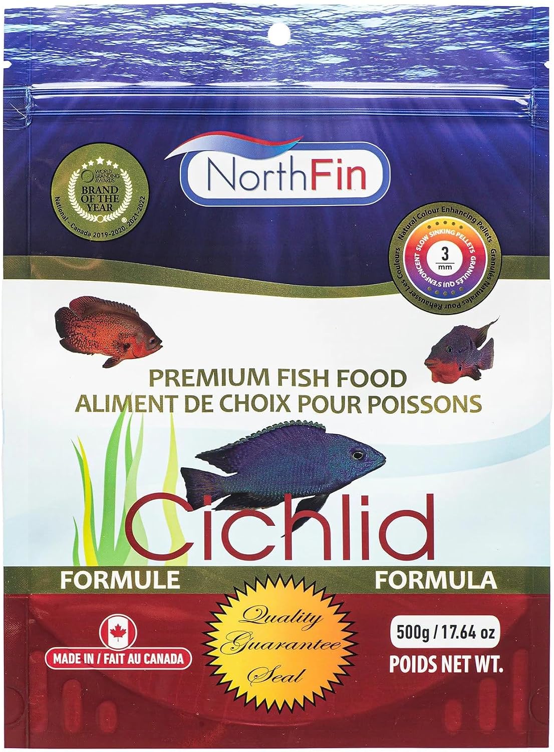 Northfin Cichlid Fish Food, Slow-Sinking Pellets, 2mm, 100g | Cichlid Formula; slow-sinking food for cichlids; made with whole Antarctic krill, herring and sardine; crafted in Canada - Image 10