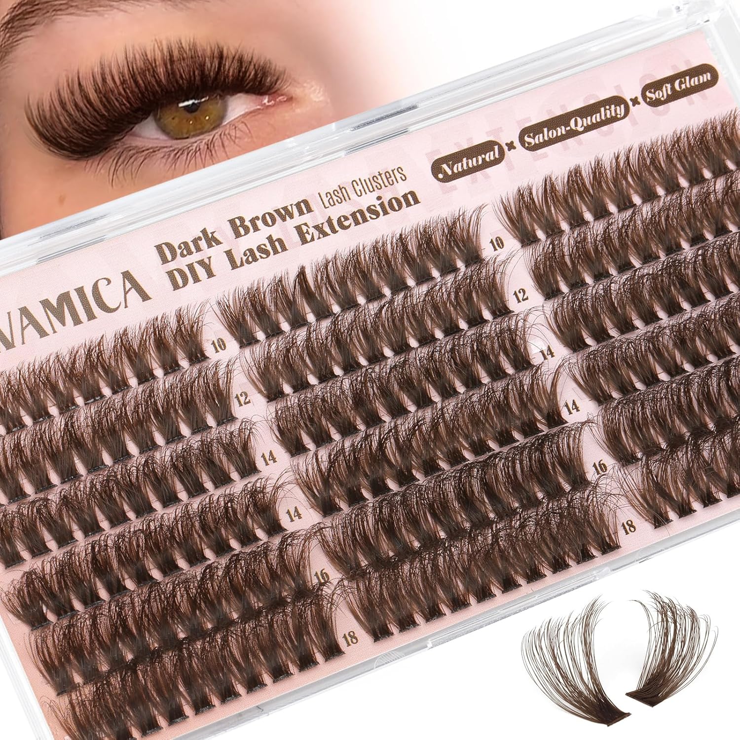 Yawamica Brown Fluffy Lash Clusters 100D Volume Wispy Eyelash Clusters 10-18mm D Curl Eyelash Extensions Individual Lashes Dark Brown Cluster Lashes DIY Brown Lash Extension by Self - Image 1