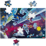 Melissa and Doug Outer Space Glow In The Dark Floor Puzzle front view showing the full colorful galaxy layout