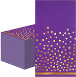 Joy Akkess Purple Gold Dot Napkins front view for party supplies.