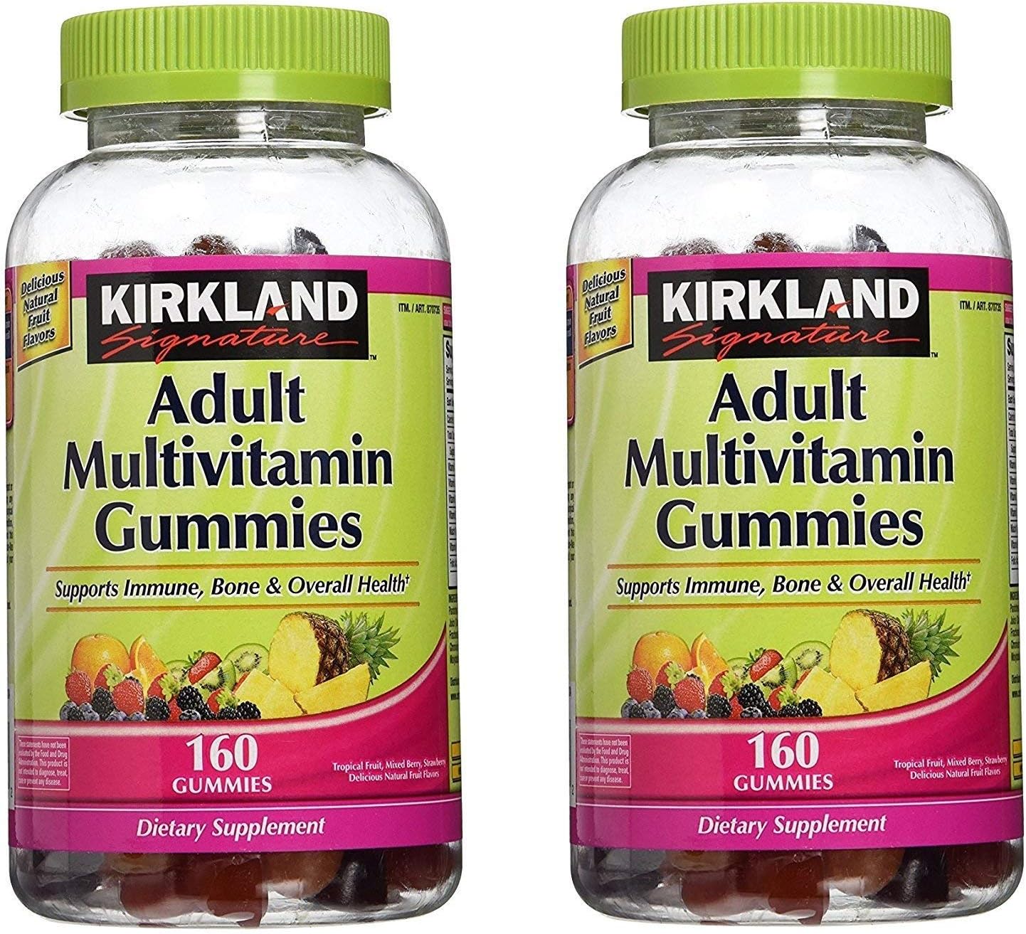 Kirkland Signature adult multi gummies front view bottle packaging dietary supplement