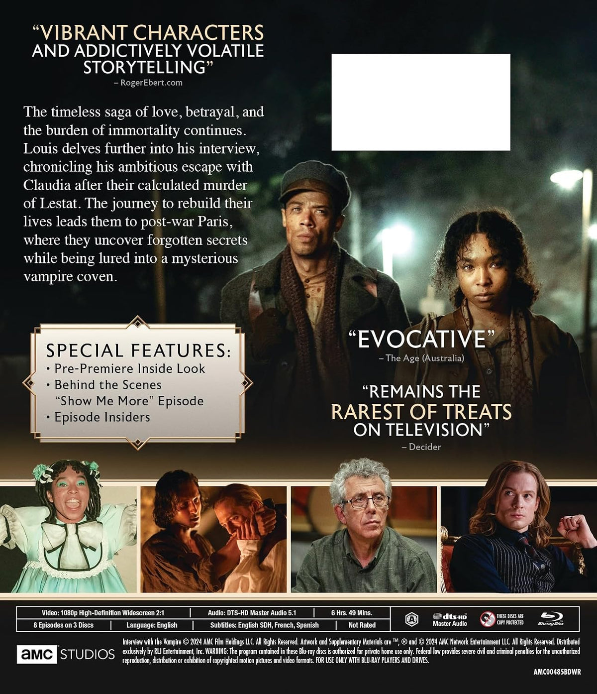 Sam Reid and Assad Zaman Interview with the Vampire Season 2 Blu-ray back packaging view