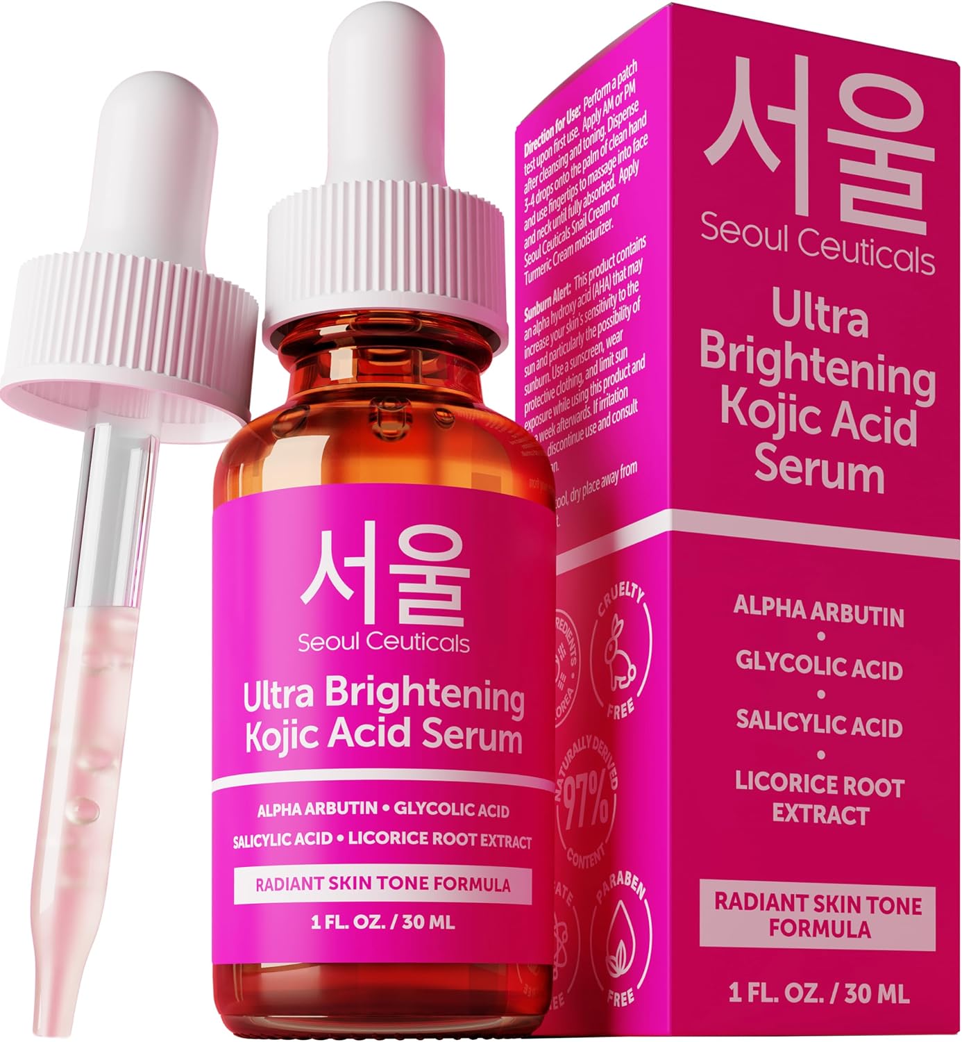 SeoulCeuticals Ultra Brightening Kojic Acid Serum front view hyperpigmentation treatment