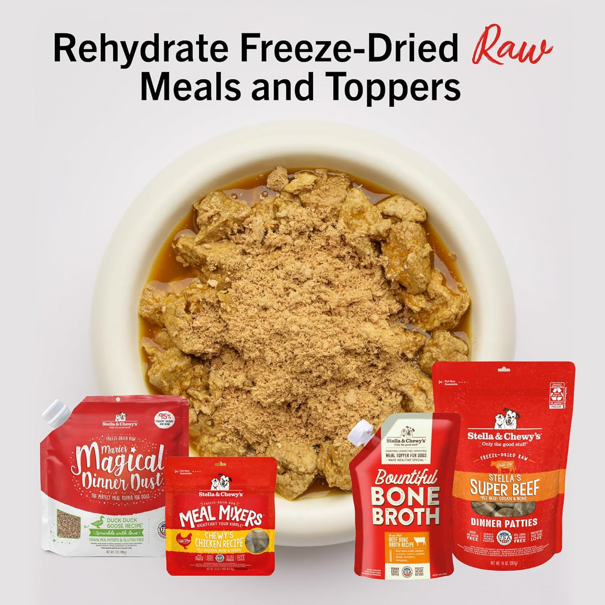 Joint and gut health liquid dog topper pour over close up