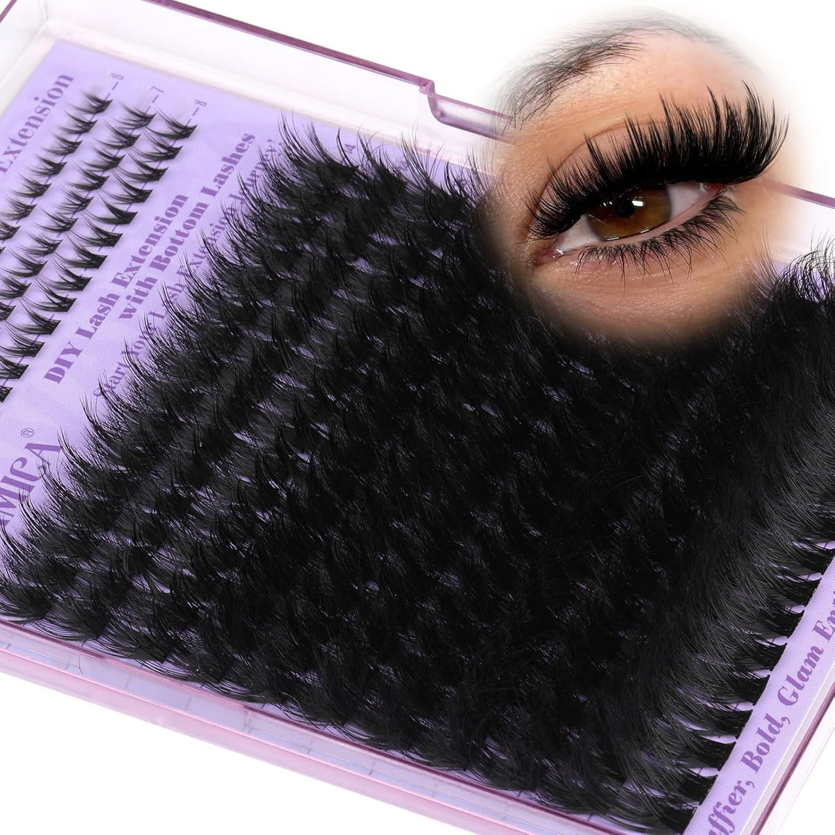 Volume Lash Clusters with Bottom Lashes Wispy Fluffy Eyelash Clusters Manga Lashes Clusters with Spikes 14-24mm Long 260D Thick Cluster Eyelash Extensions D Curl 236pcs Individual Lashes by Yawamica - Image 7