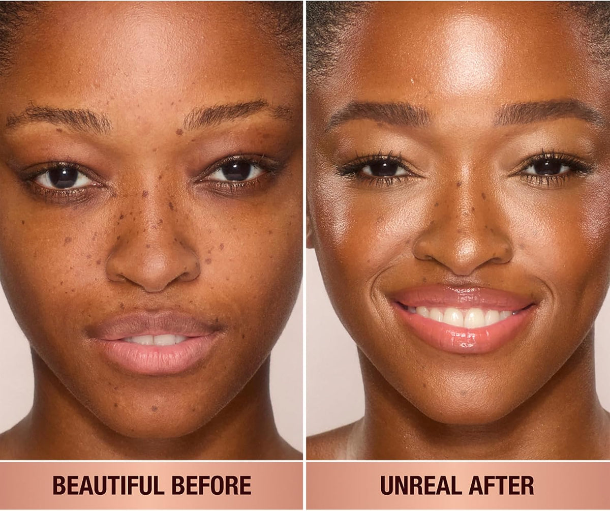 Charlotte Tilbury hydrating cream foundation stick packaging showing the rose gold logo.