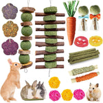 Jorewood 21 Pieces Rabbit Chew Toys front view showing the complete natural variety pack arrangement for small pets.
