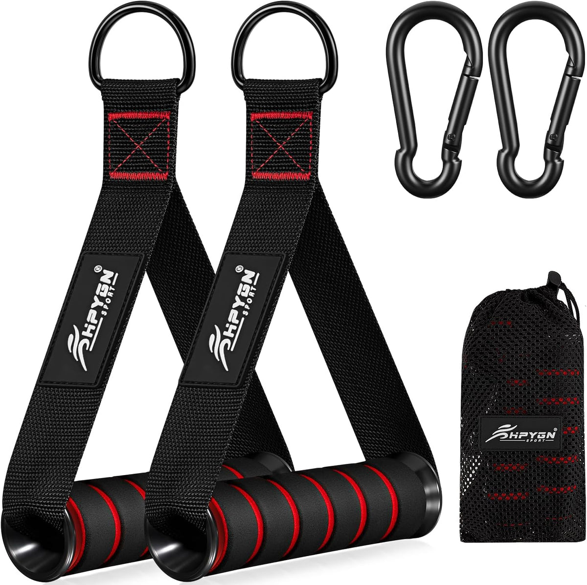 HPYGN exercise handle front view showing durable nylon straps