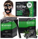 KONEUK 36 Pack Charcoal Blackhead Remover Mask individual sachets and application brush