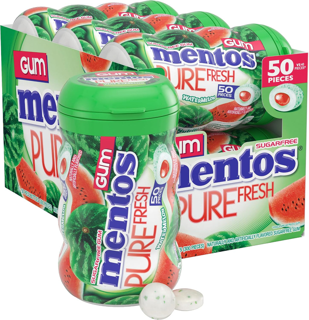 Mentos Pure Fresh Sugar-Free Chewing Gum with Xylitol, Fresh Mint, 50 Count (Pack of 6) - Image 10
