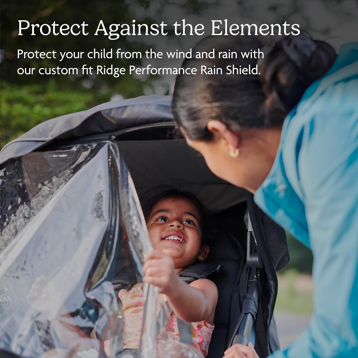 UPPAbaby ridge rain cover showing clear viewing window and zipper access