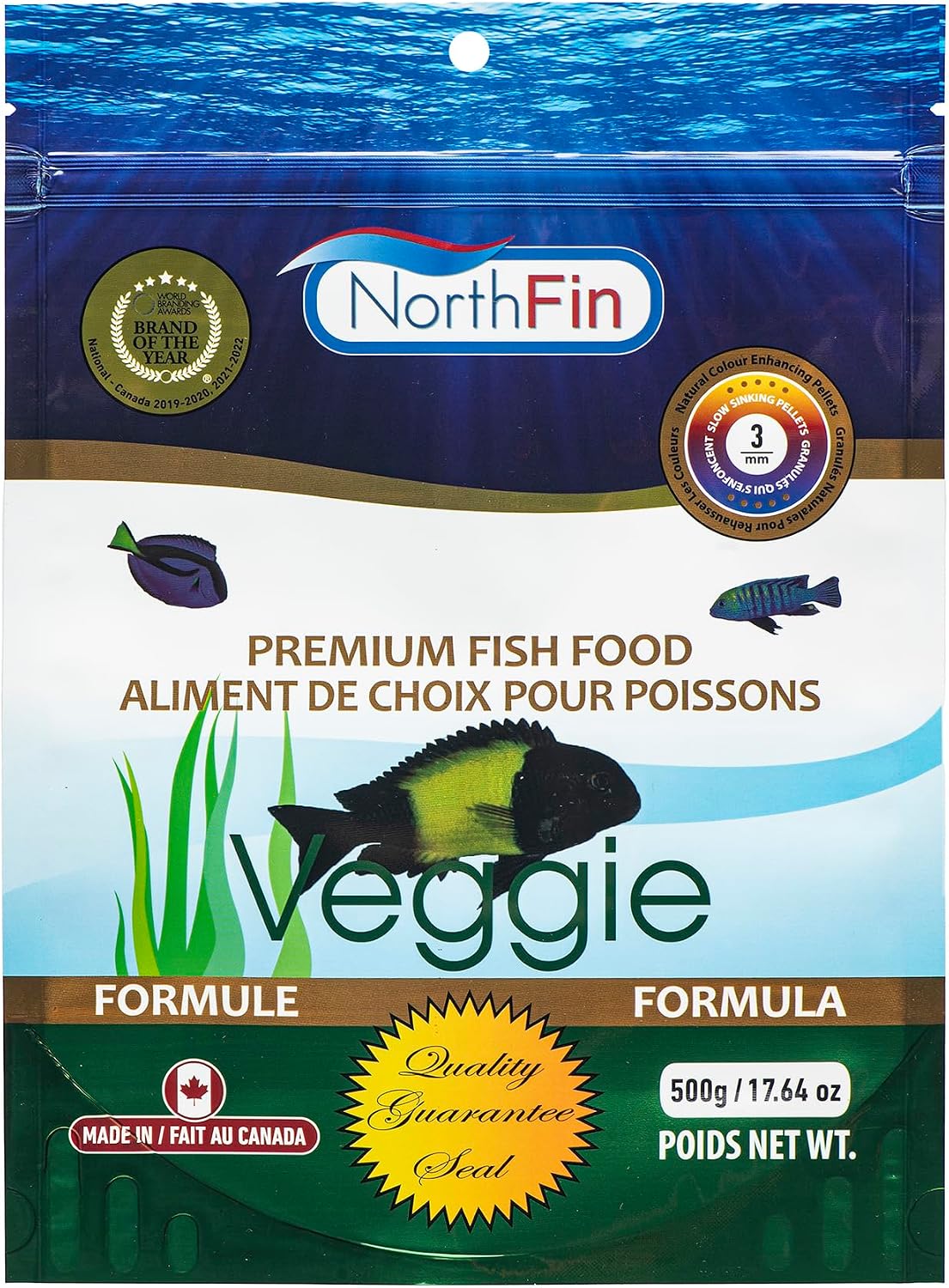 Northfin veggie fish food package front view