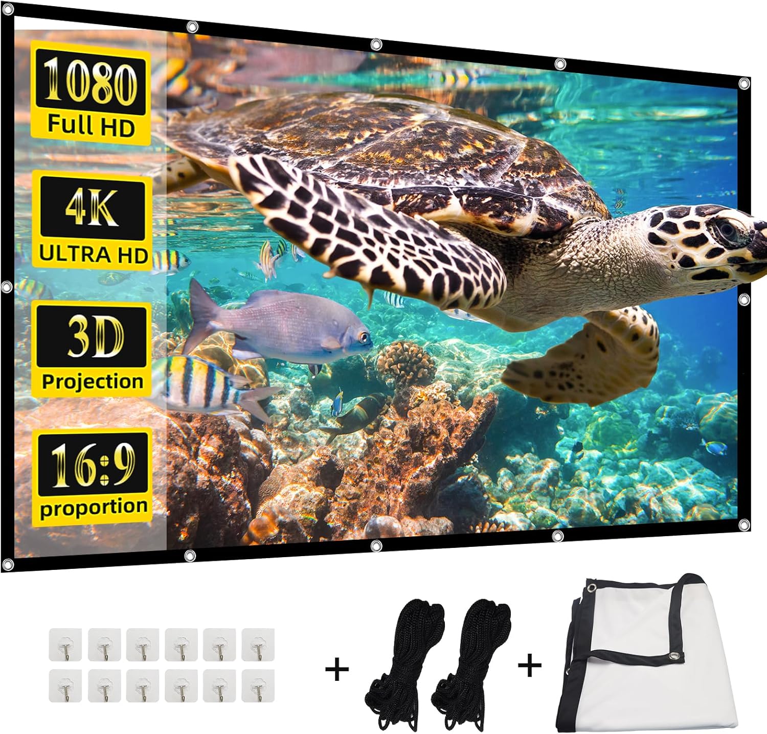 HUANYINGBJB 4K 16:9 HD rear front projector screen 120 inch front view for home theater setup.