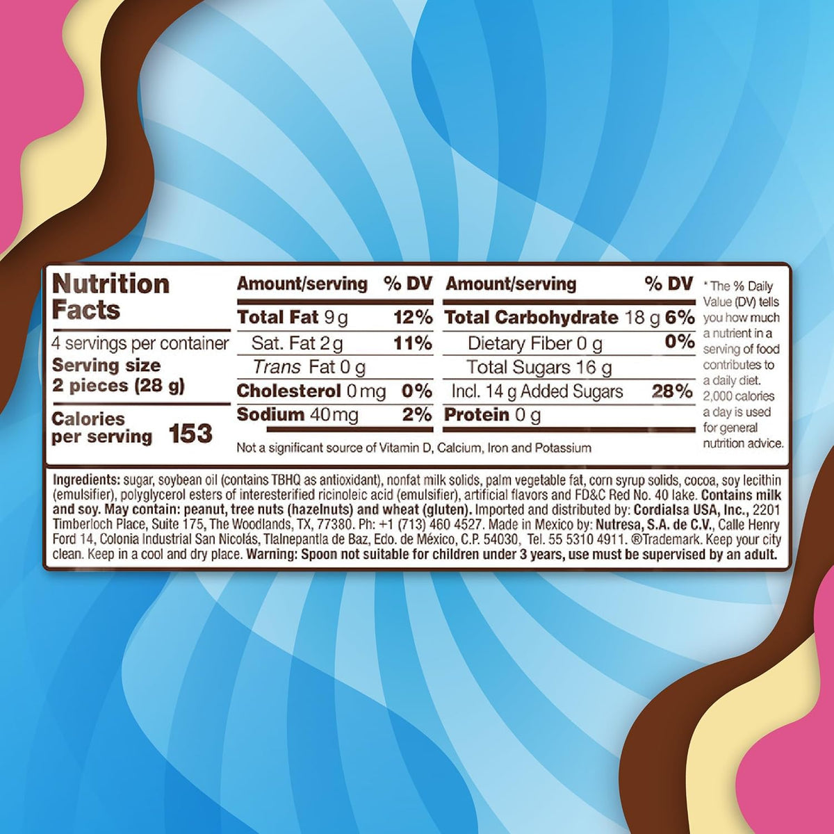 Nucita Trisabor three flavor spreadable candy box with front view