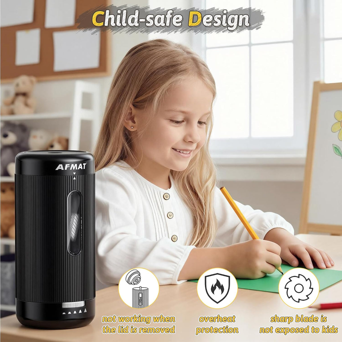 AFMAT electric pencil sharpener in classroom setting