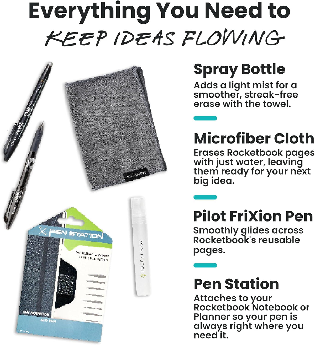 Rocketbook spray bottle for notebook cleaning